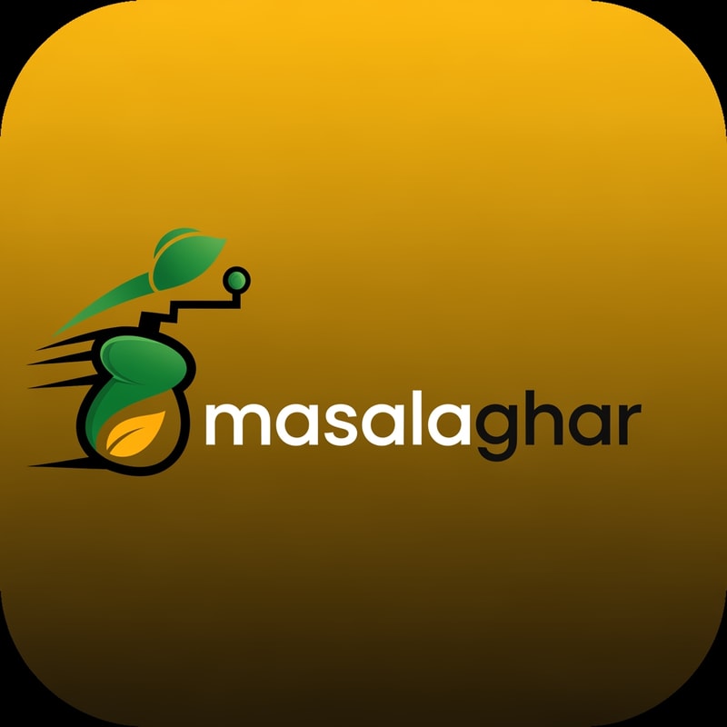 masalaghar of logo like a blinkit style end color dark yellow, green black