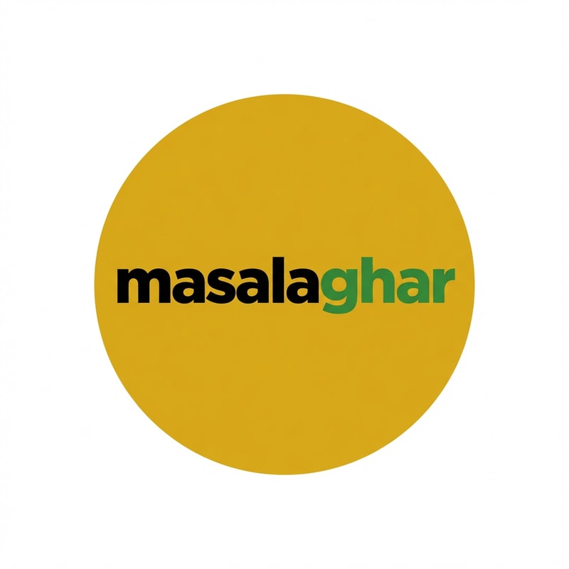 masalaghar of logo dark yellow, green, black combination. like a blinkit