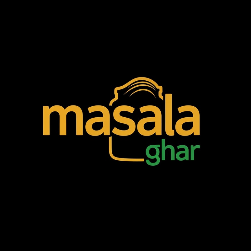 masalaghar of logo like a blinkit style dark yellow, green black something unique
