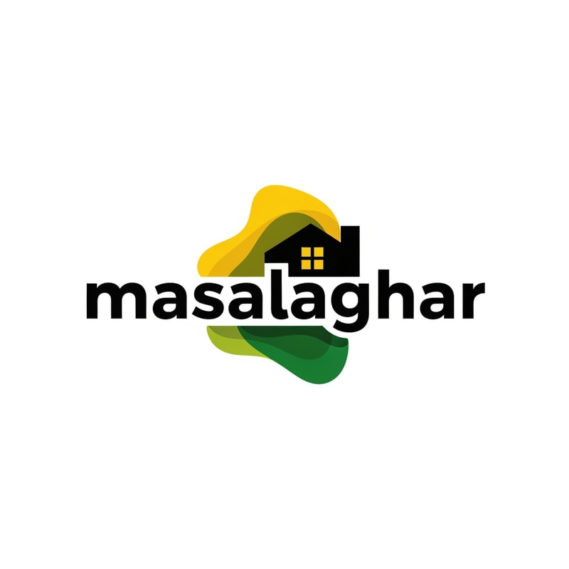 masalaghar of logo like a blinkit style dark yellow, green black something unique