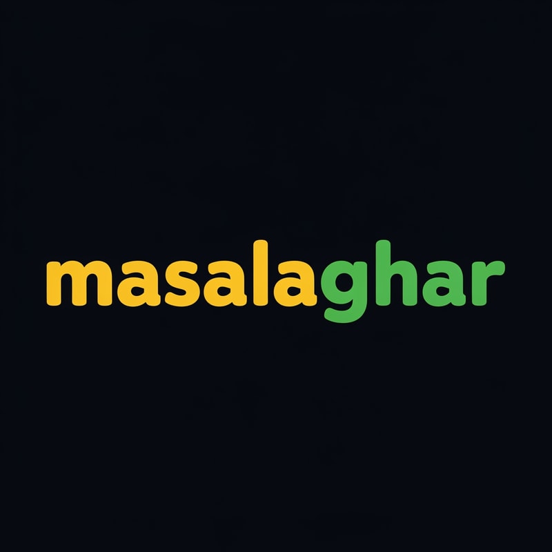 masalaghar of logo like a blinkit font end color dark yellow, green black