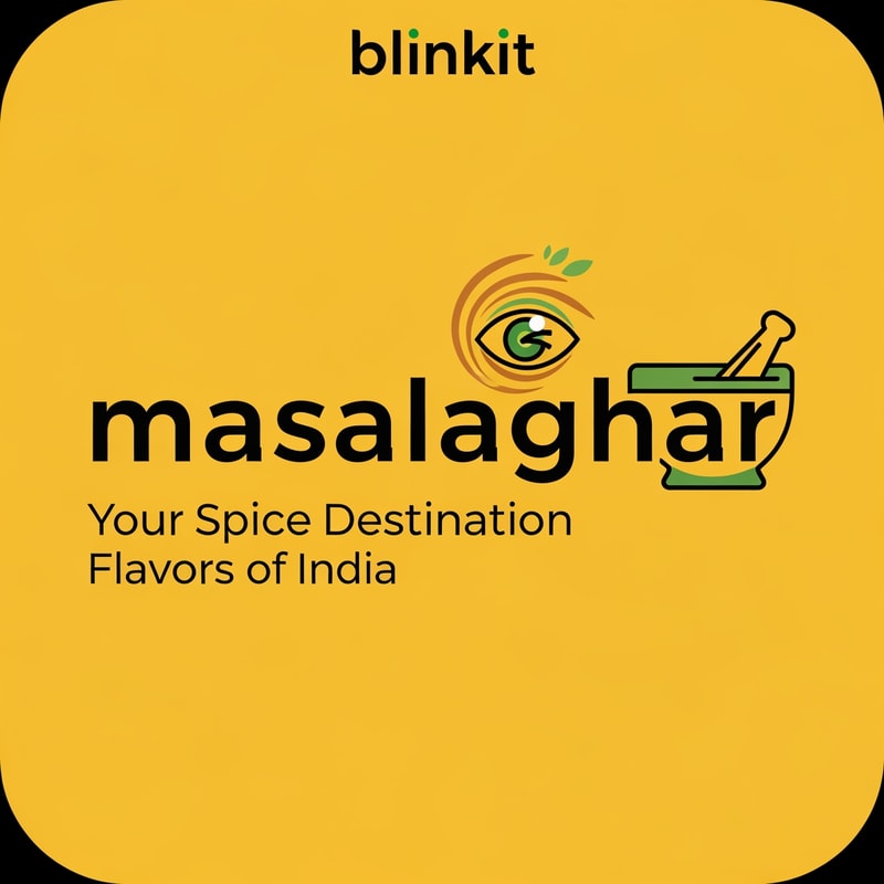 masalaghar of logo like a blinkit style dark yellow, green black something unique
