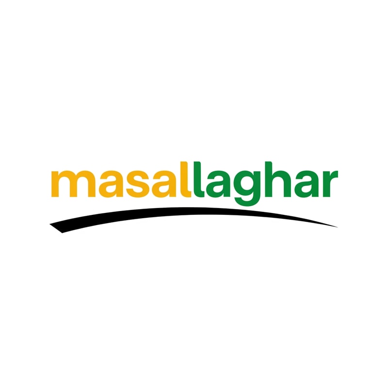 masalaghar of logo dark yellow, green, black combination. like a blinkit