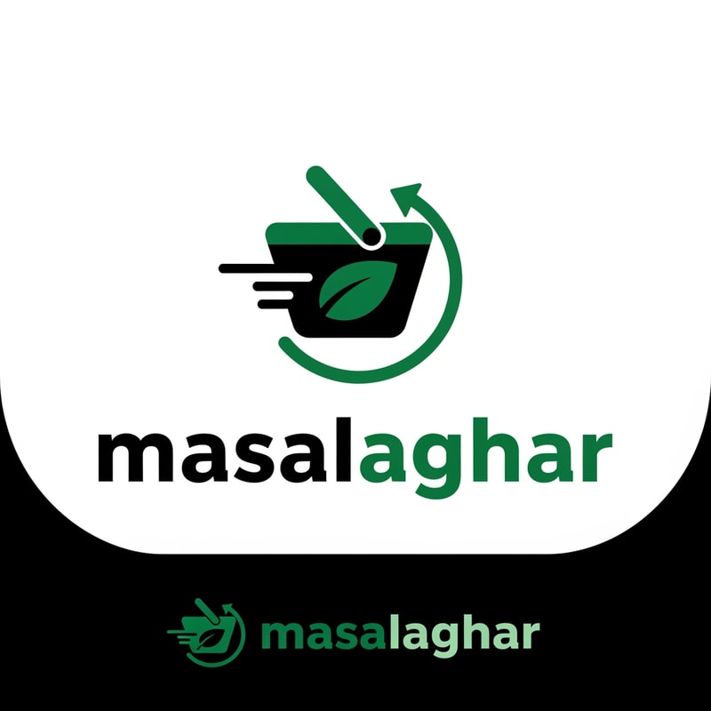 masalaghar of logo color is dark green, black only icone same like blinkit