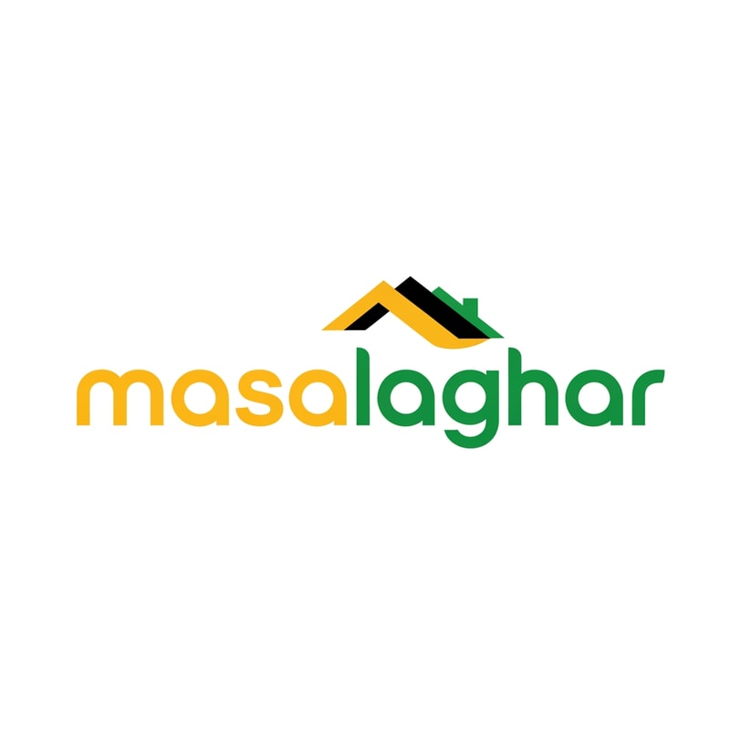 masalaghar of logo look like same blinkit style color is dark yellow, green, black