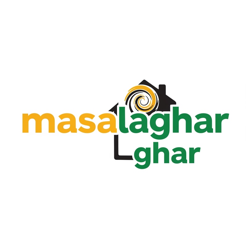 masalaghar of logo look like same blinkit style color is dark yellow, green, black