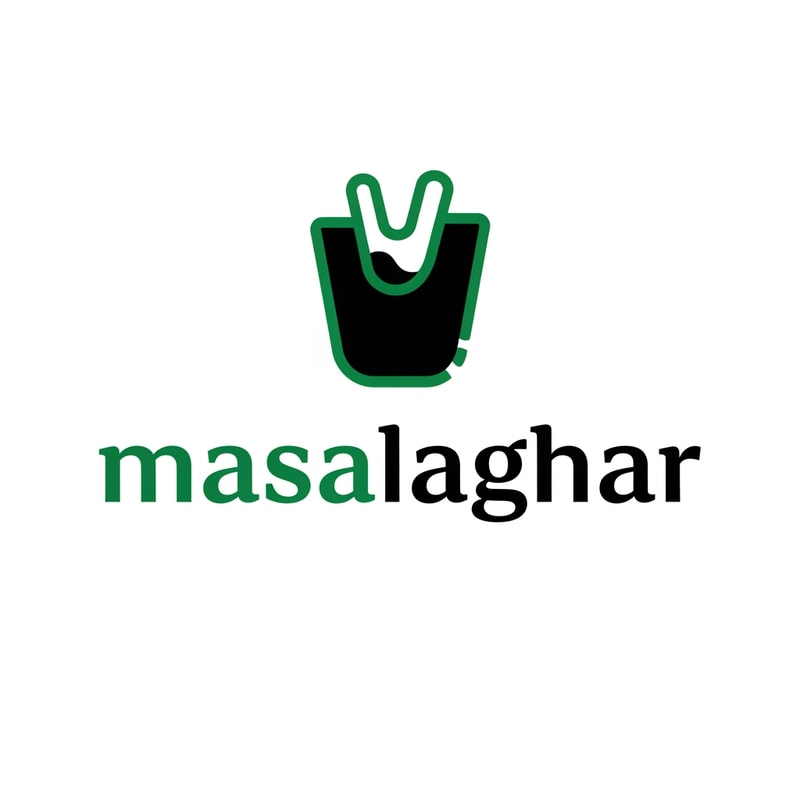 masalaghar of logo color is dark green, black only icone same like blinkit