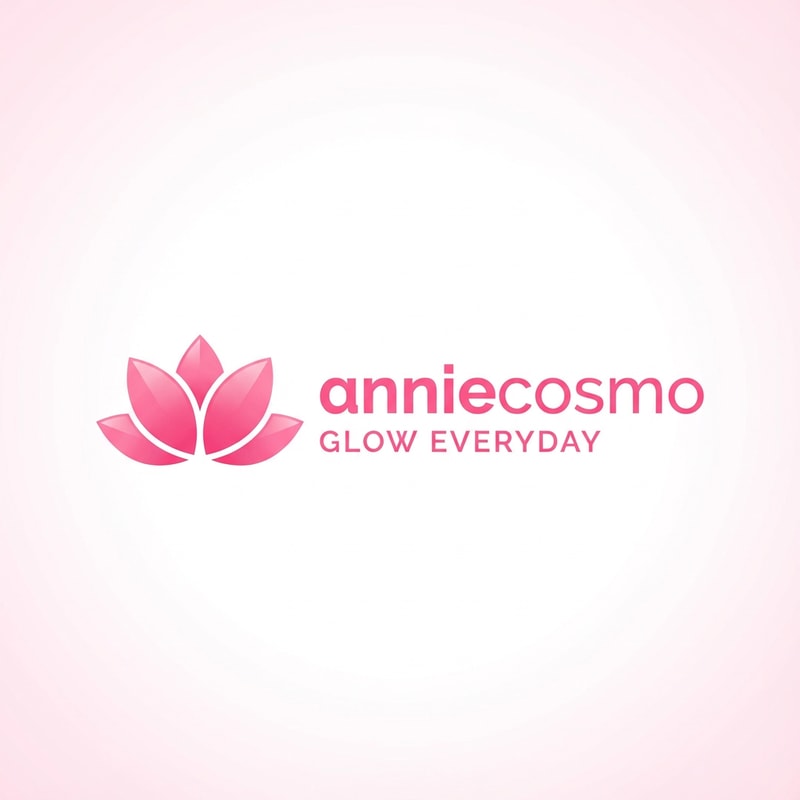 anniecosmo logo for a cosmetic brand — minimalist emblem, #ff5894 color palette, soft ambient lighting, clean and modern style, smooth gradients and subtle reflections, plain white background