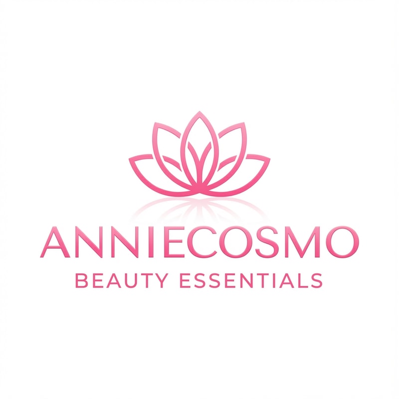 anniecosmo logo for a cosmetic brand — minimalist emblem, #ff5894 color palette, soft ambient lighting, clean and modern style, smooth gradients and subtle reflections, plain white background