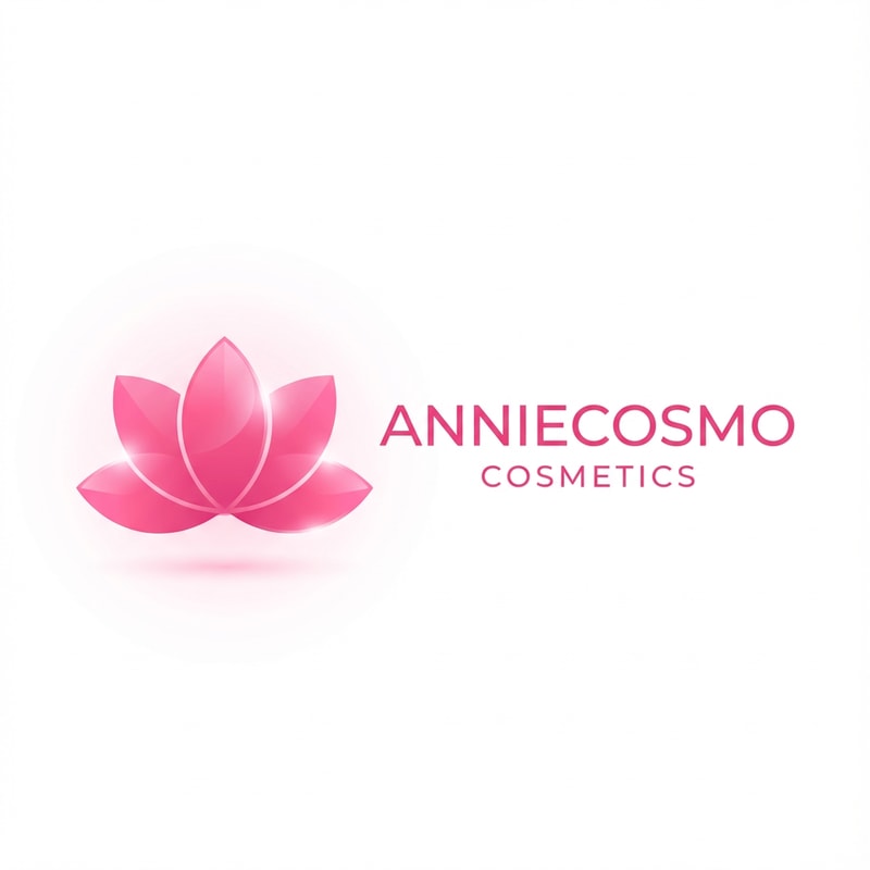 Anniecosmo logo for a cosmetic brand — minimalist emblem, #ff5894 color palette, soft ambient lighting, clean and modern style, smooth gradients and subtle reflections, plain white background only use logo similer