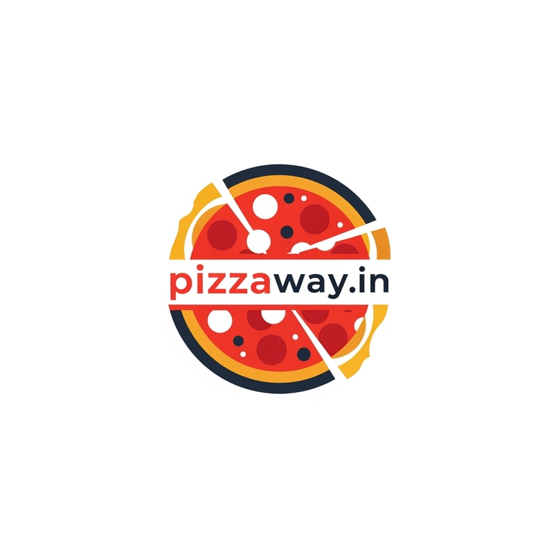 A modern logotype graphic for a fast-casual pizza delivery service, featuring the exact text "pizzaway.in" integrated into a dynamic, circular emblem that subtly suggests both a pizza shape and a directional pathway — Centered horizontal layout optimized for use as a website header, maintaining high legibility even when scaled down to function as a simple favicon — Warm and appetizing palette utilizing vibrant tomato red, mozzarella white, and deep charcoal gray for sophisticated contrast; subtle accents of golden yellow — Flat, high-key studio lighting with no gradients or depth of field; the mood is trustworthy and quick — Minimalist vector graphic design with hard lines and geometric construction suitable for corporate identity assets; avoid photographic realism, rendering, or 3D effects — Must prominently display the exact text "pizzaway.in"; keep text/logos/labels EXACTLY unchanged; no rewriting, redrawing, correcting, or adding any text; ensure graphics are clean and scalable — Solid white presentation background, simulating a brand style guide preview.
