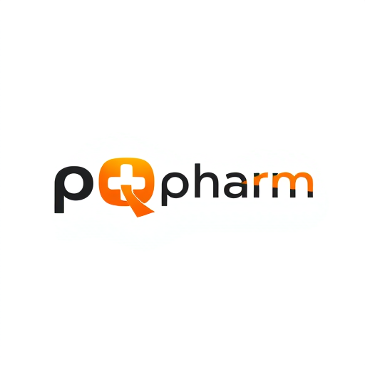 Professional logo design. create a "pqpharm" logo with black orange and white colors, insert a pharmacy cross in the logo