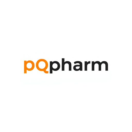 Professional logo design. create a "pqpharm" logo with black orange and white colors, insert a pharmacy cross in the logo