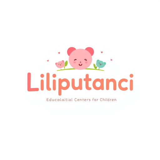 Professional logo design. create me a luxury clean playful creative logo for a brand "Liliputanci." It's educative center for children. Use luxury gentle warm pastel color palette and storytelling typography. Ajust it for kids age 3-14 years old.Make it calmer more premium clean luxury. Color pallete must be just a little bit lighter with gentle welcome message
