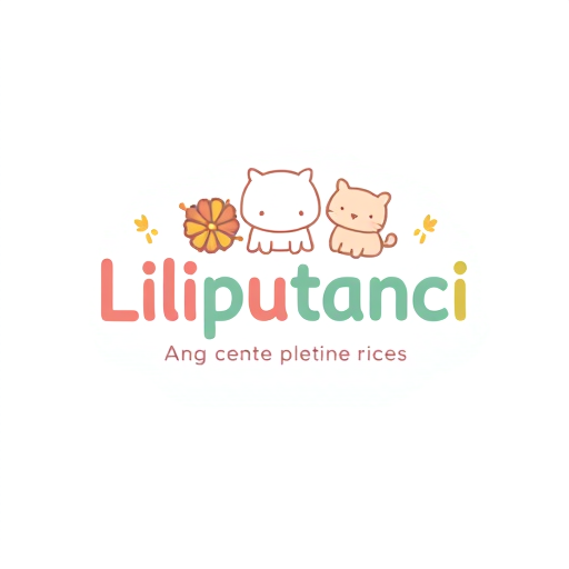 Professional logo design. create me a luxury clean playful creative logo for a brand "Liliputanci." It's educative center for children. Use luxury gentle warm pastel color palette and storytelling typography. Ajust it for kids age 3-14 years old.Make it calmer more premium clean luxury. Color pallete must be just a little bit lighter with gentle welcome message. Now include liliputs as mascots in logo.