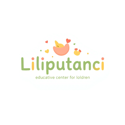Professional logo design. create me a luxury clean playful creative logo for a brand "Liliputanci." It's educative center for children. Use luxury gentle warm pastel color palette and storytelling typography