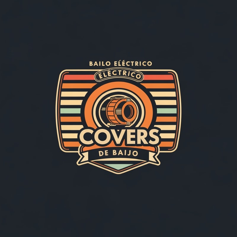 logo covers de bajo electrico, estilo retro