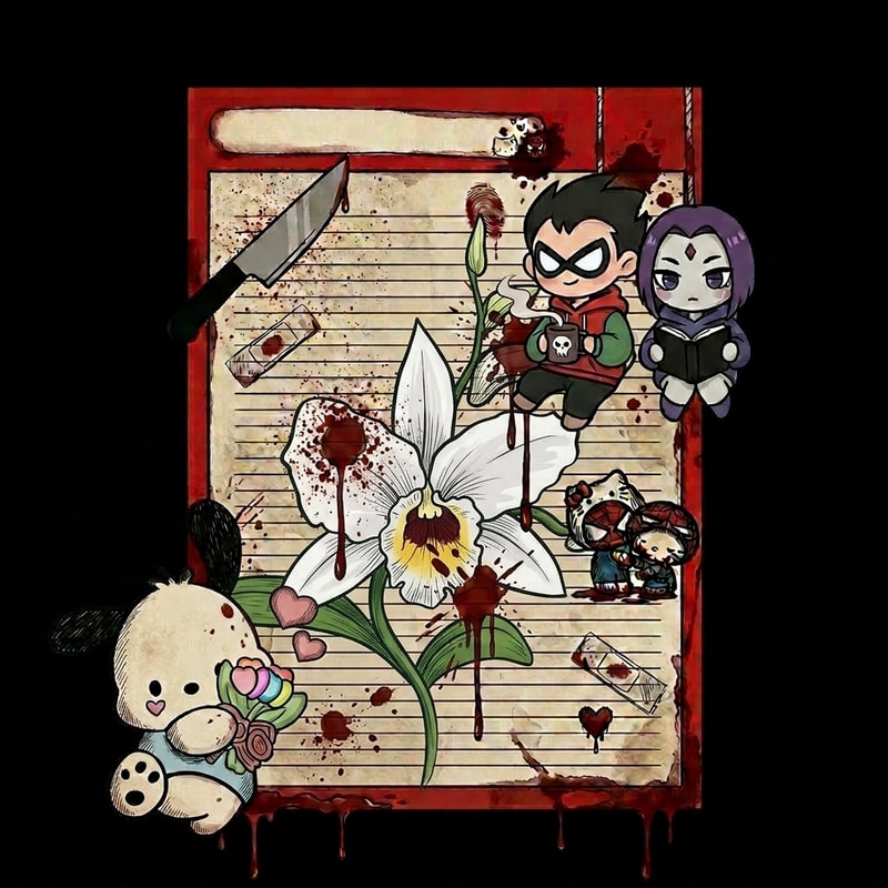 dibuja la flor (orquidea blanca) que esta en la imagen 2, pero dibujala en el medio de la imagen 1, pero sin tapar a lo demas dibujos