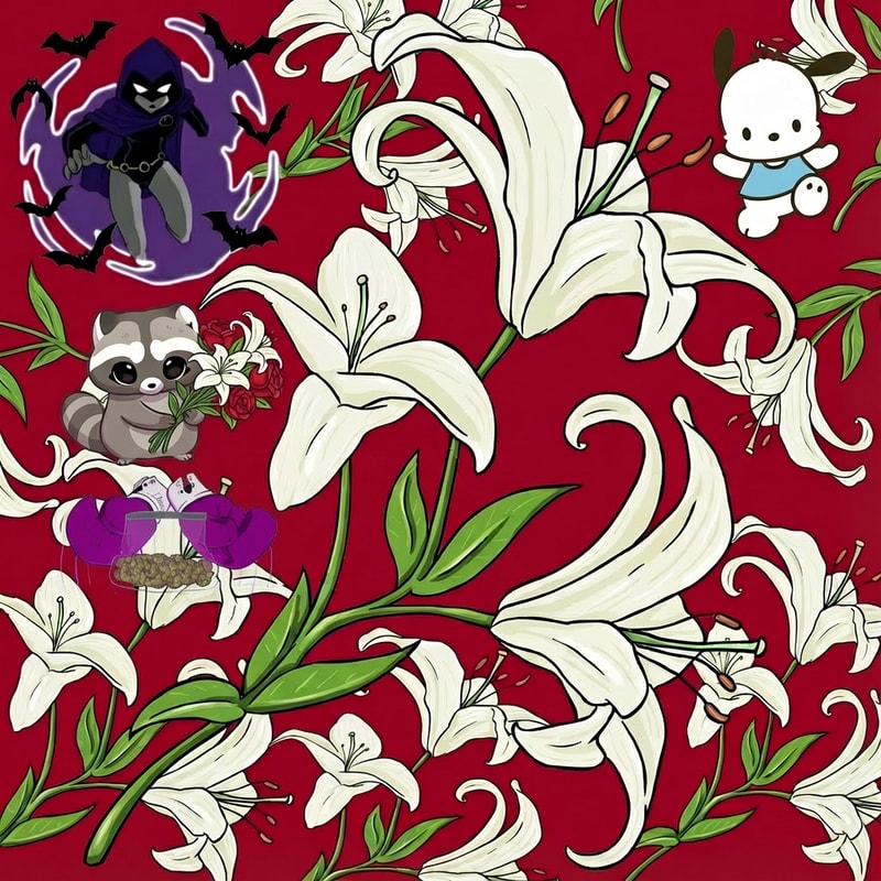 haz que la imagen 2 este abajo del mapache, solo quiero la silueta de los guantes y la bolsa, no quiero que aparezca el fondo. Los guantes tienen que estar debbajo del mapache y mas pequeños Un poco mas abajo