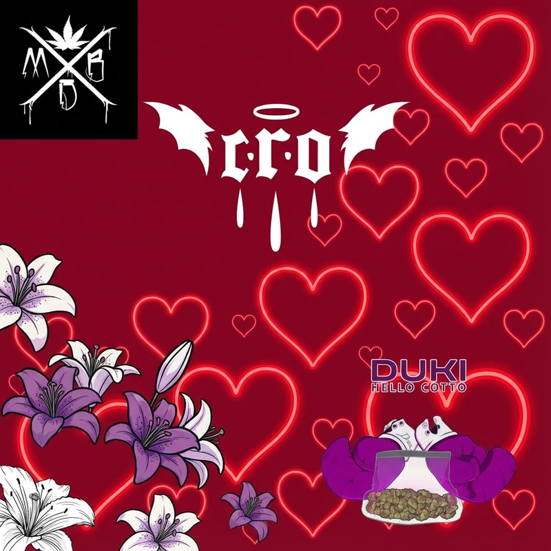 haz que la imagen 2, este abajo a la derecha, pero haz que solo este el texo y el dibujo, no el cuadro blanco. Luego quiero que haya lirios de la imagen 4 esparcidos por abajo a la izquierda, no muchos y en el medio este la imagen 3 y arriba a la izquierda no muy grande la imagen 5