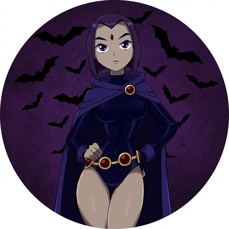 hazme un dibujo igual que el de la imagen, solo que sea  para una foto de perfil. Atras tiene que haber murcielagos