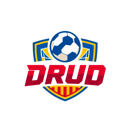 Professional logo design. Create a professional sports team logo for a football (soccer) team named “Drud”.
The design should feature a football icon as the main element.
Use a color palette of red, blue, and yellow.
The logo should look bold, dynamic, and energetic, symbolizing strength and teamwork.
Include modern typography for the team name “Drud” and make sure the football graphic is clearly visible in the center or top of the design.
Style: modern, sporty, and eye-catching, suitable for a football team emblem.