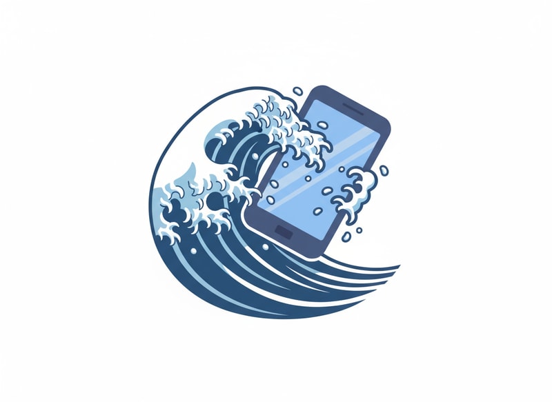 i want a logo where this mobile phone is flowing with the wave