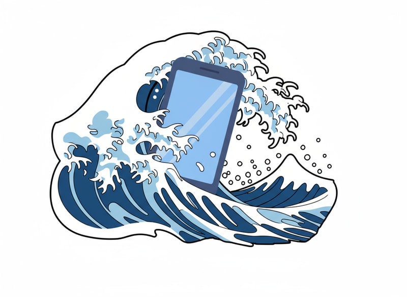 i want a logo where this mobile phone is flowing with the wave