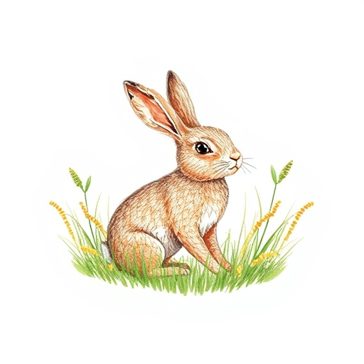 Professional logo design. Create a fiber art image of a rabbit in the field.