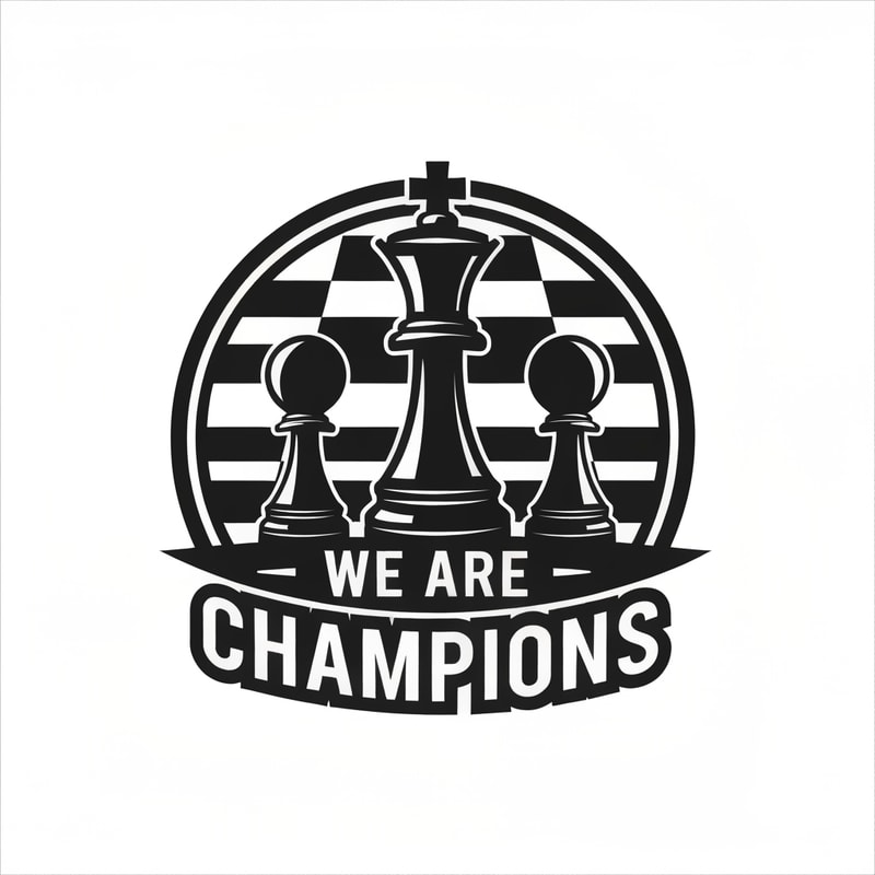 Chess logo where write ,,We are Champions''