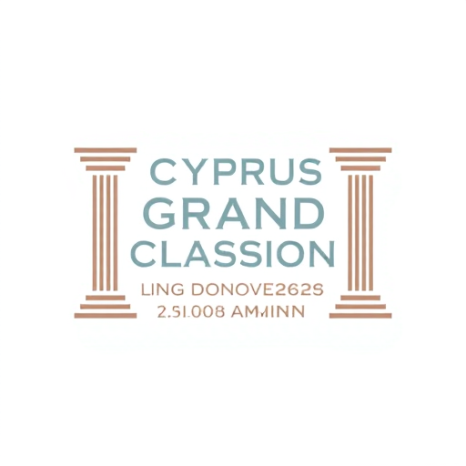 Professional logo design. I want a logo saying 
Cyprus 
Grand
Classic
Sunday 2 November

In a white font within borders shaped like a greek ancient column