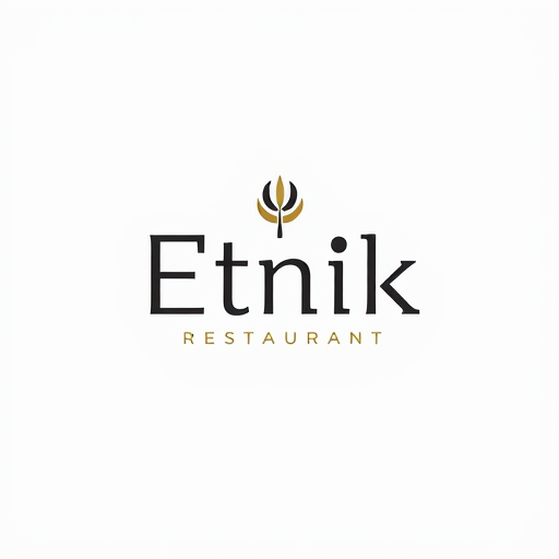 Professional logo design. Emri: Etnik Restaurant
Stili: Modern & Elegant
Ngjyrat kryesore: e zezë mat + ari (ose e bardhë në sfond të zi)
Simbol: një pirun minimal me një kurorë të artë sipër ose një shkronjë “E” e stilizuar me formë rrethore.
Font: Sans-serif i pastër (p.sh. Montserrat, Raleway, Poppins).