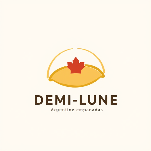 Professional logo design. DEMI-LUNE — Logo Design Guidelines (Simplified AI Version)
1. Main Shape

Form: Stylized empanada with visible repulgue (folded edge), seen from the side or slightly diagonal — not flat.

Style: Clean, minimalist line art with a balance of curves and angles.

Silhouette: Must remain recognizable as an empanada even in single-color use.

Overall shape: Crescent-like, symbolizing the name Demi-Lune.

2. Color System

Primary color: Gold-ochre (#D4A15B or similar) — evokes baked dough.

Secondary color: Maple-red (#C73E2E or similar) — optional accent in full-color version.

Monochrome versions:

Black/white versions for printing, embroidery, and stamps.

Must work in both positive and negative formats.

No gradients or complex shading — ensure strong contrast.

3. Typography

Font style: Modern sans serif with gourmet feel (e.g., Satoshi Bold, Recoleta Sans, Manrope, GT America, Outfit).

Avoid: Serif or industrial-style fonts.

Text hierarchy:

Main title: DEMI-LUNE (uppercase, medium or bold).

Subtitle: Argentine empanadas (smaller, wide tracking for elegance).

4. Composition System

Layouts:

Vertical version (icon + centered text).

Horizontal version (for signage or food trucks).

Modular use:

Icon-only (social media, stamps, favicons).

Full version (packaging, menus, signage).

5. Visual Concept

Mood: Minimalist but warm — the curvature and fold detail should suggest artisanal quality.

Cultural reference: Subtle nod to Canada (e.g., red geometric accent or soft shadow), no literal maple leaf.

Overall tone: Clean, modern, approachable, gourmet.