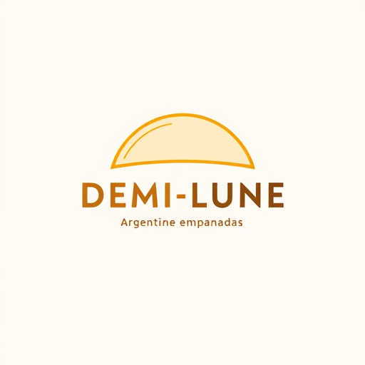Professional logo design. DEMI-LUNE — Logo Design Guidelines (Simplified AI Version)
1. Main Shape

Form: Stylized empanada with visible repulgue (folded edge), seen from the side or slightly diagonal — not flat.

Style: Clean, minimalist line art with a balance of curves and angles.

Silhouette: Must remain recognizable as an empanada even in single-color use.

Overall shape: Crescent-like, symbolizing the name Demi-Lune.

2. Color System

Primary color: Gold-ochre (#D4A15B or similar) — evokes baked dough.

Secondary color: Maple-red (#C73E2E or similar) — optional accent in full-color version.

Monochrome versions:

Black/white versions for printing, embroidery, and stamps.

Must work in both positive and negative formats.

No gradients or complex shading — ensure strong contrast.

3. Typography

Font style: Modern sans serif with gourmet feel (e.g., Satoshi Bold, Recoleta Sans, Manrope, GT America, Outfit).

Avoid: Serif or industrial-style fonts.

Text hierarchy:

Main title: DEMI-LUNE (uppercase, medium or bold).

Subtitle: Argentine empanadas (smaller, wide tracking for elegance).

4. Composition System

Layouts:

Vertical version (icon + centered text).

Horizontal version (for signage or food trucks).

Modular use:

Icon-only (social media, stamps, favicons).

Full version (packaging, menus, signage).

5. Visual Concept

Mood: Minimalist but warm — the curvature and fold detail should suggest artisanal quality.

Cultural reference: Subtle nod to Canada (e.g., red geometric accent or soft shadow), no literal maple leaf.

Overall tone: Clean, modern, approachable, gourmet.