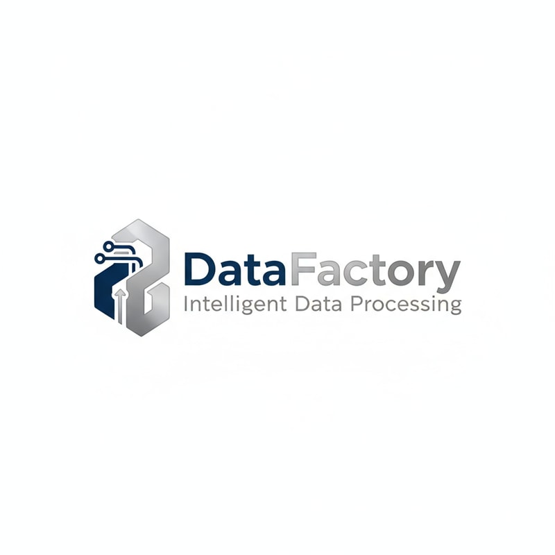 crea un logo para un software llamado DataFactory, debe tener maximo 2 colores y debe ser formal y elegante