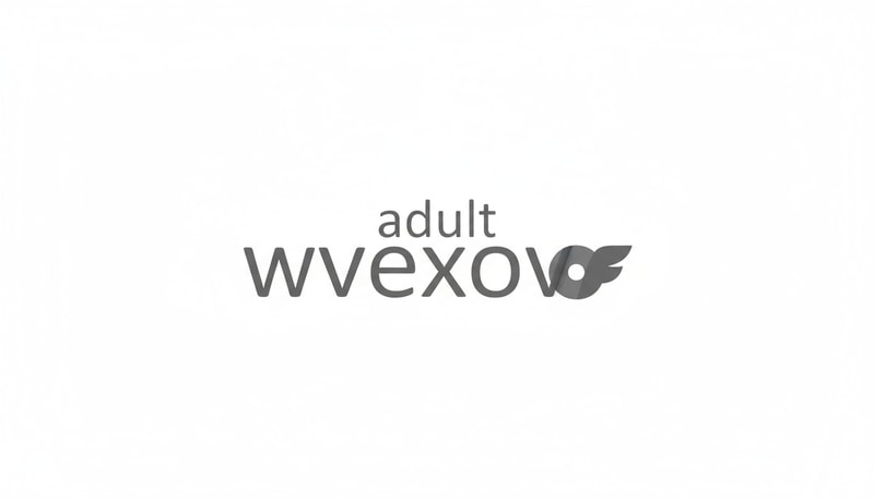 Logo with the text “wvexov adult” where this image blends harmoniously with the text in a beautiful, smooth font, with the word ‘adult’ written above the word “wvexov.”