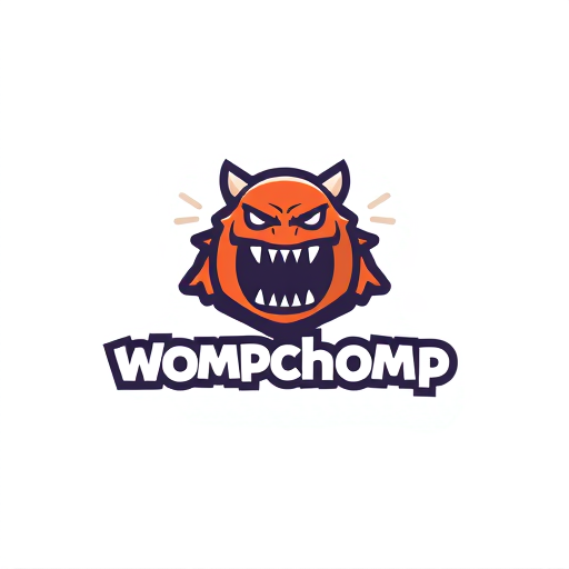 Professional logo design. give me the wompchomp minimal logo just a wordmark logo not mascot