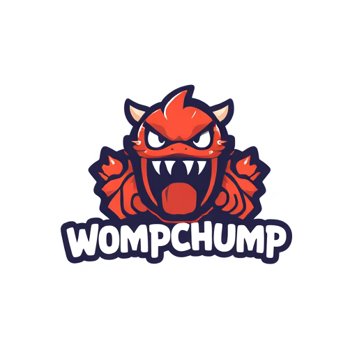 Professional logo design. give me the wompchomp minimal logo just a wordmark logo not mascot