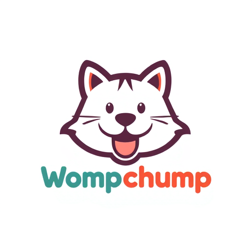 Professional logo design. give me the icon based logo of Womp chomp for my pet products and use just a cat logo