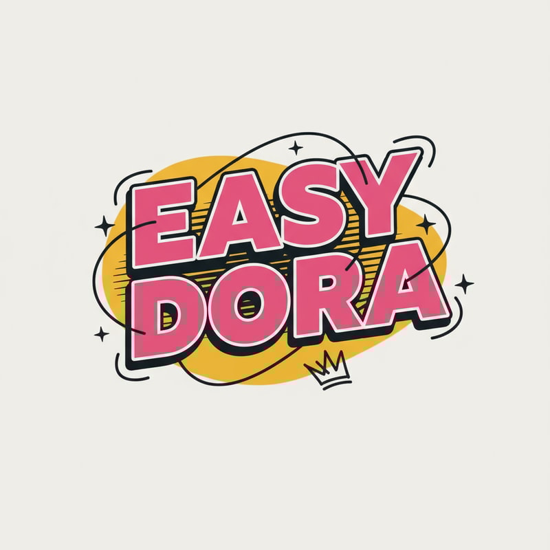 Could you create a logo that is chatchy, but simple, inspired by street art. Also I want it to be memorable for the eye, and easy to use for different purposes , such as merch, posters, cover photos. It should be saying EASYDORA. I don’t want any animals included, and I want it to be minimalistic, yet playful