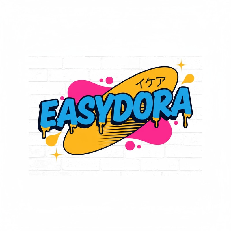 Could you create a logo that is chatchy, but simple, inspired by street art. Also I want it to be memorable for the eye, and easy to use for different purposes , such as merch, posters, cover photos. It should be saying EASYDORA. I don’t want any animals included, and I want it to be minimalistic, yet playful