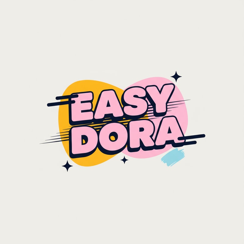 Could you create a logo that is chatchy, but simple, inspired by street art. Also I want it to be memorable for the eye, and easy to use for different purposes , such as merch, posters, cover photos. It should be saying EASYDORA. I don’t want any animals included, and I want it to be minimalistic, yet playful