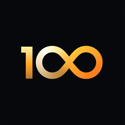 Professional logo design. Combine the number 100 with 1 and infinity ∞