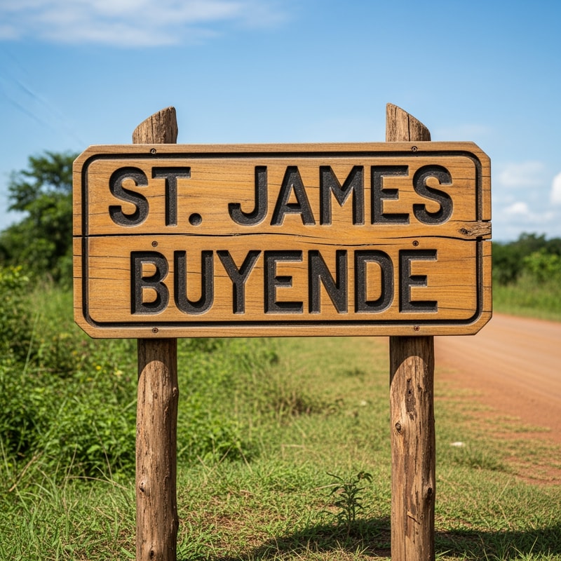 edit buyende to read "St. James Buyende" and make this look very clear, and be HD
