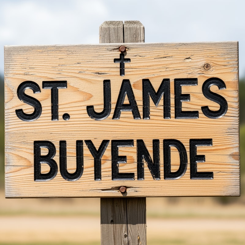 edit buyende to read "St. James Buyende" and make this look very clear, and be HD