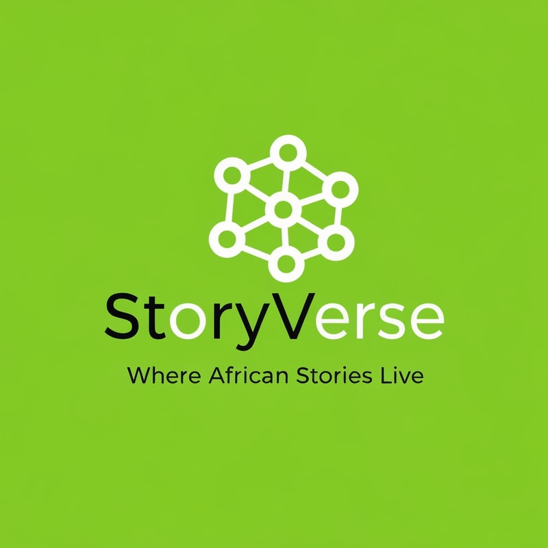 design a logo for my social media plaftorm called story verse, slogan is: Where African Stories Live. i have used grren and white color in my designs themes.