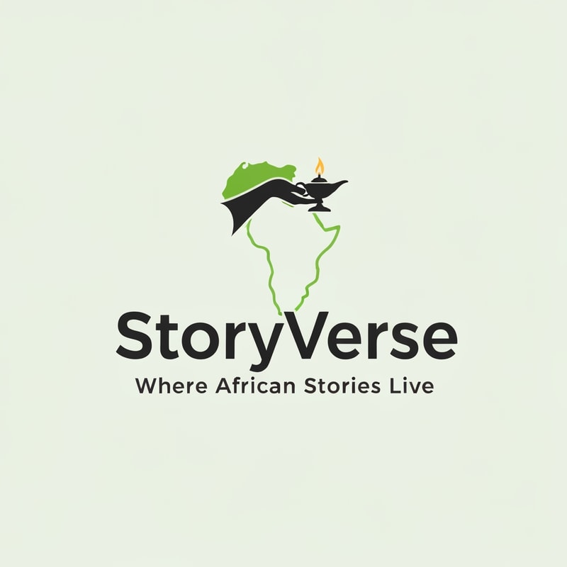 design a logo for my social media plaftorm called story verse, slogan is: Where African Stories Live. i have used grren and white color in my designs themes.