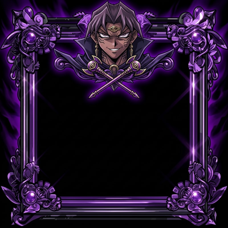 Ezt baszod szerkeszd át menőbbre, És yugiohból tedd a koponya helyére a menő Mariket de a többi részt hagyd üresen és lila legyen a keret