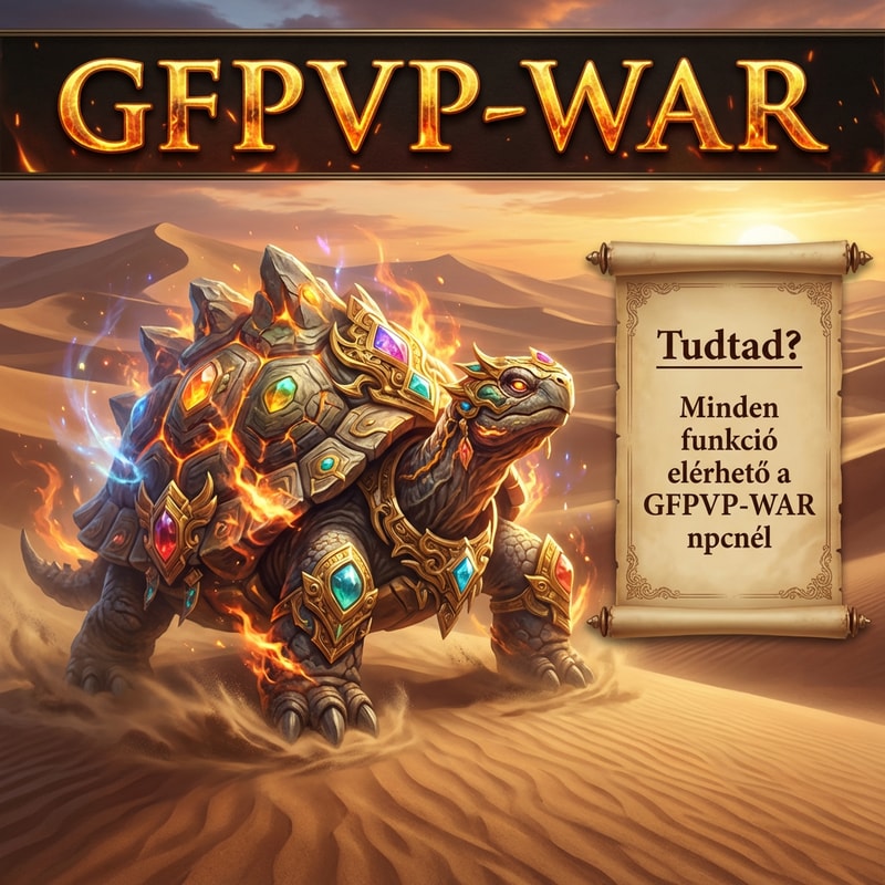 Szerkeszd át arra hogy sivatagban van 1 Sárkányteknős.De rohadt szép és effektes legyen És felülre írd oda GFPVP-WAR és oldalra írd oda Tudtad? Minden funkció elérhető a GFPVP-WAR npcnél
