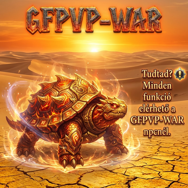 Szerkeszd át arra hogy sivatagban van 1 Sárkányteknős.De rohadt szép és effektes legyen És felülre írd oda GFPVP-WAR és oldalra írd oda Tudtad? Minden funkció elérhető a GFPVP-WAR npcnél.